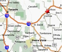 Map of Arizona with Willcox located